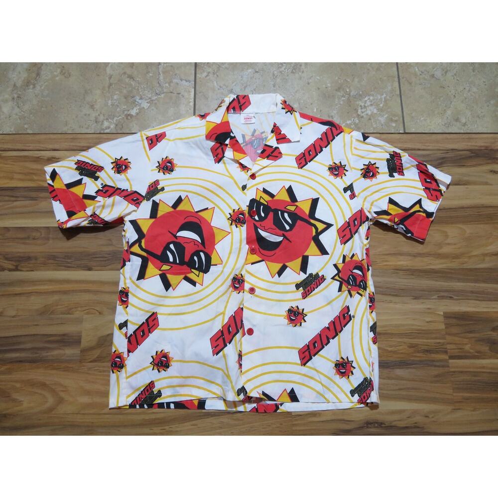 Sonic Shirt, All Over Print Hawaiian Style, Sz S-M 1990s